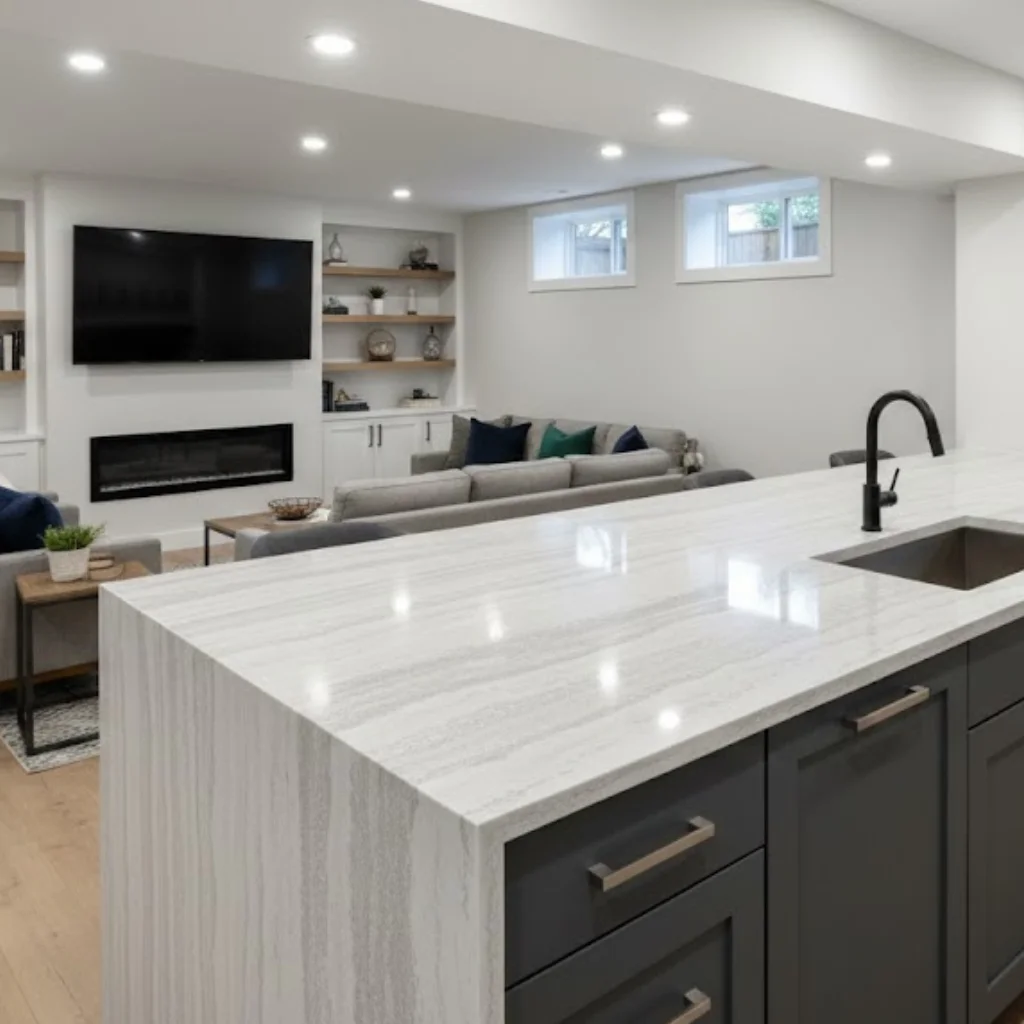 Entertainment space with quartz